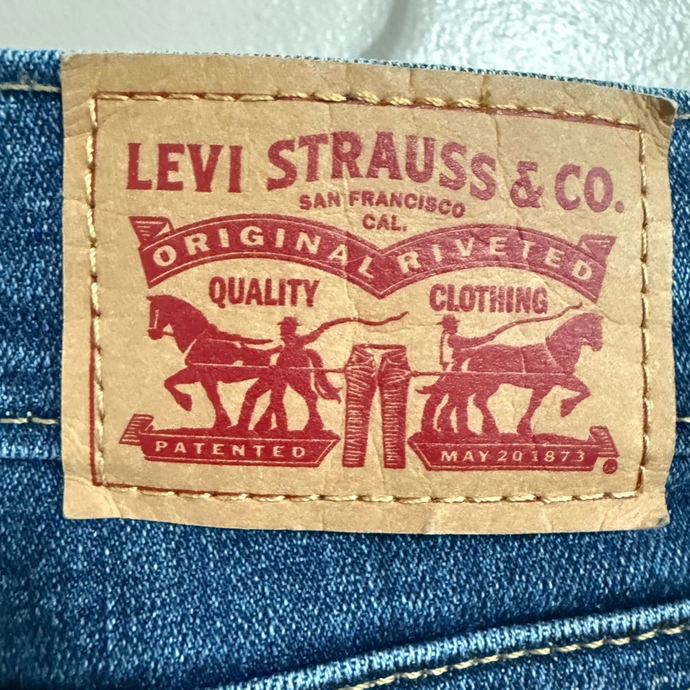 Levi's 505 Straight Medium Wash Stretchy Blue Jeans Women's 10L (W30 / L34) - Picture 5 of 9